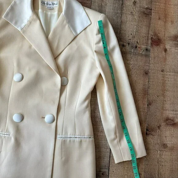 Christian Dior Womens Cream Double-Breasted Blazer & Skirt Set Size 8